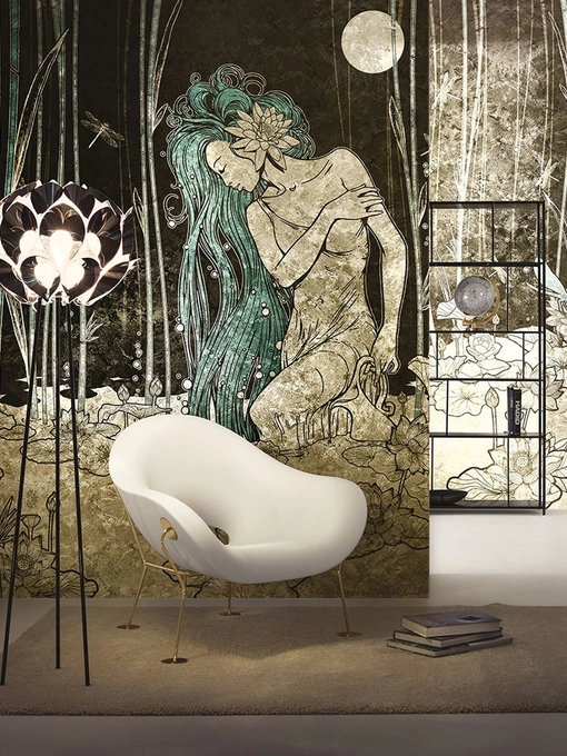 Carta da parati Goldenwall con illustrazione artistica Bluemoon di Inkiostro Bianco