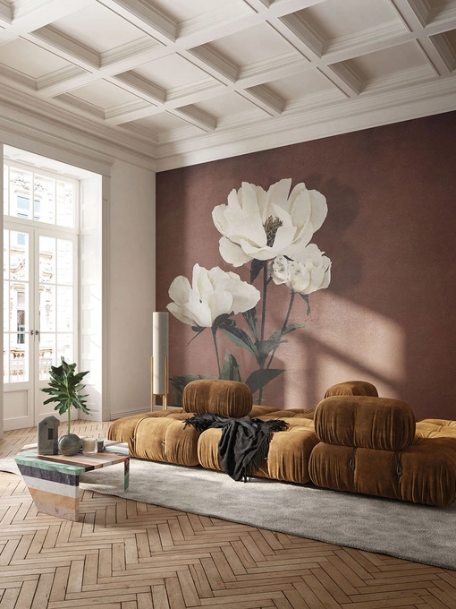 Carta da parati Haerdaceous Paeony di Inkiostro Bianco