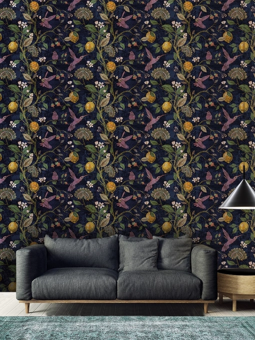 Carta da parati Lemons and birds di Adriani e Rossi