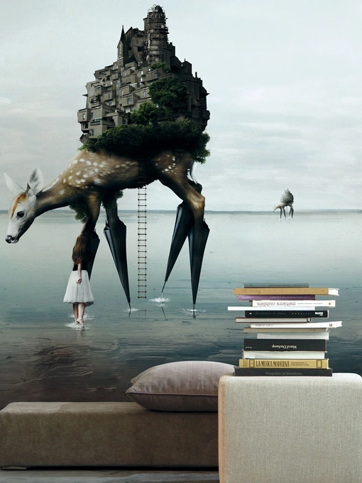 Carta da parati con illustrazione artistica The Migration di Inkiostro Bianco