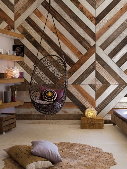 Carta da parati geometrica effetto legno Wooden di Inkiostro Bianco