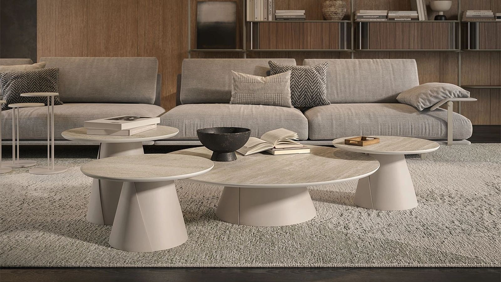 Tavolino con base in metallo e piano in ceramica Marmi Albert Keramik di Cattelan Italia
