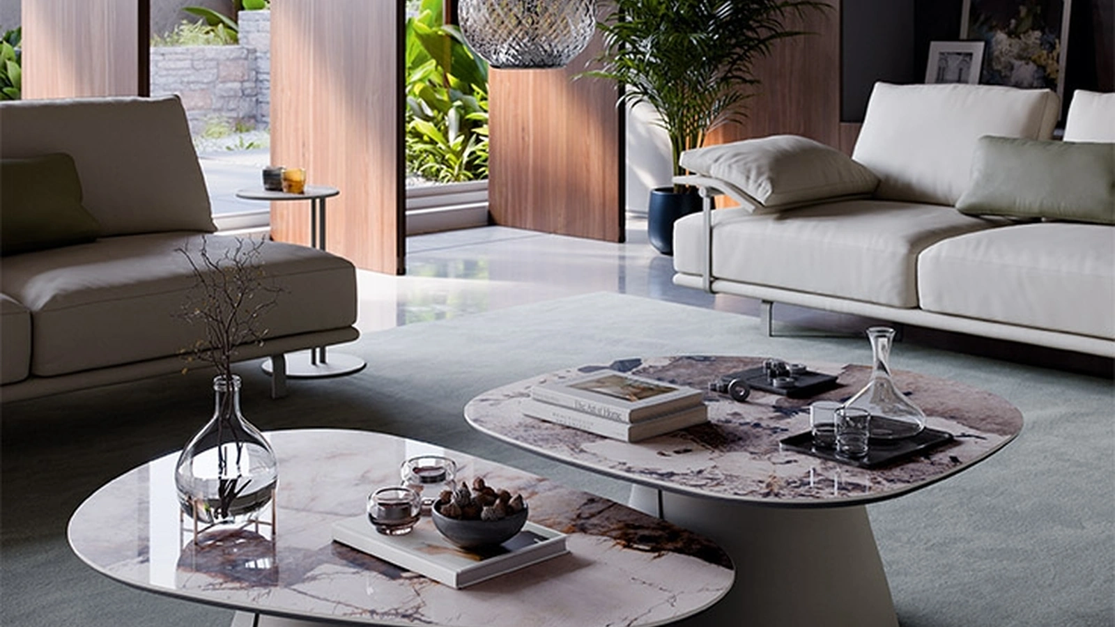 Tavolino con base in metallo e piano in ceramica Marmi Albert Keramik di Cattelan Italia