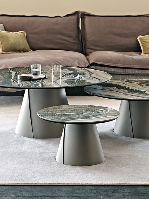 Tavolino con base in metallo e piano in ceramica Marmi Albert Keramik di Cattelan Italia