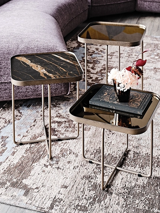 Tavolino Benny in vetro o ceramica di Cattelan Italia