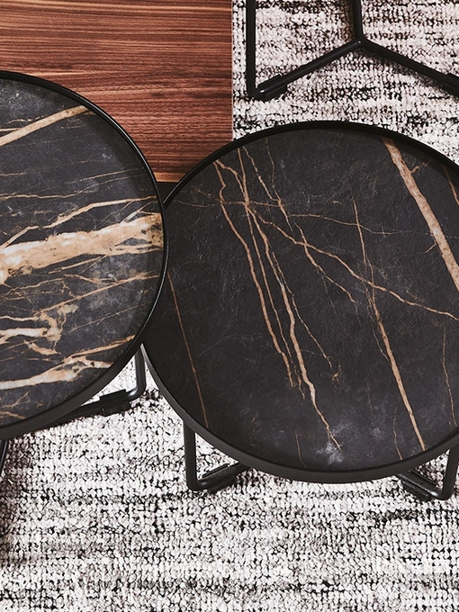 Tavolino con struttura in metallo e piano in ceramica Marmi Billy Keramik di Cattelan Italia