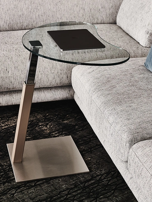Tavolino in vetro e acciaio inox Lap di Cattelan Italia
