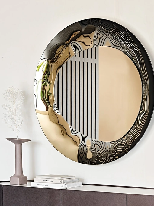 Specchio da parete tutto in cristallo specchiato fumé e bronzo Cosmos di Cattelan Italia