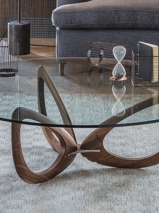 Tavolino in vetro con base in legno Helix di Cattelan Italia