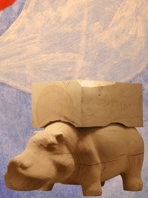Pouf Hippo Wagon Wood in legno di Adriani e Rossi