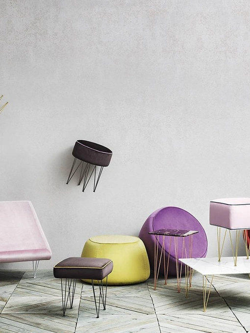 Pouf in tessuto colorato imbottito Pills Collection di Felis