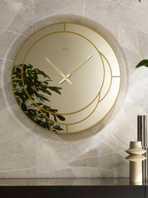 Orologio da muro realizzato in cristallo specchiante bronzato Positano di Riflessi