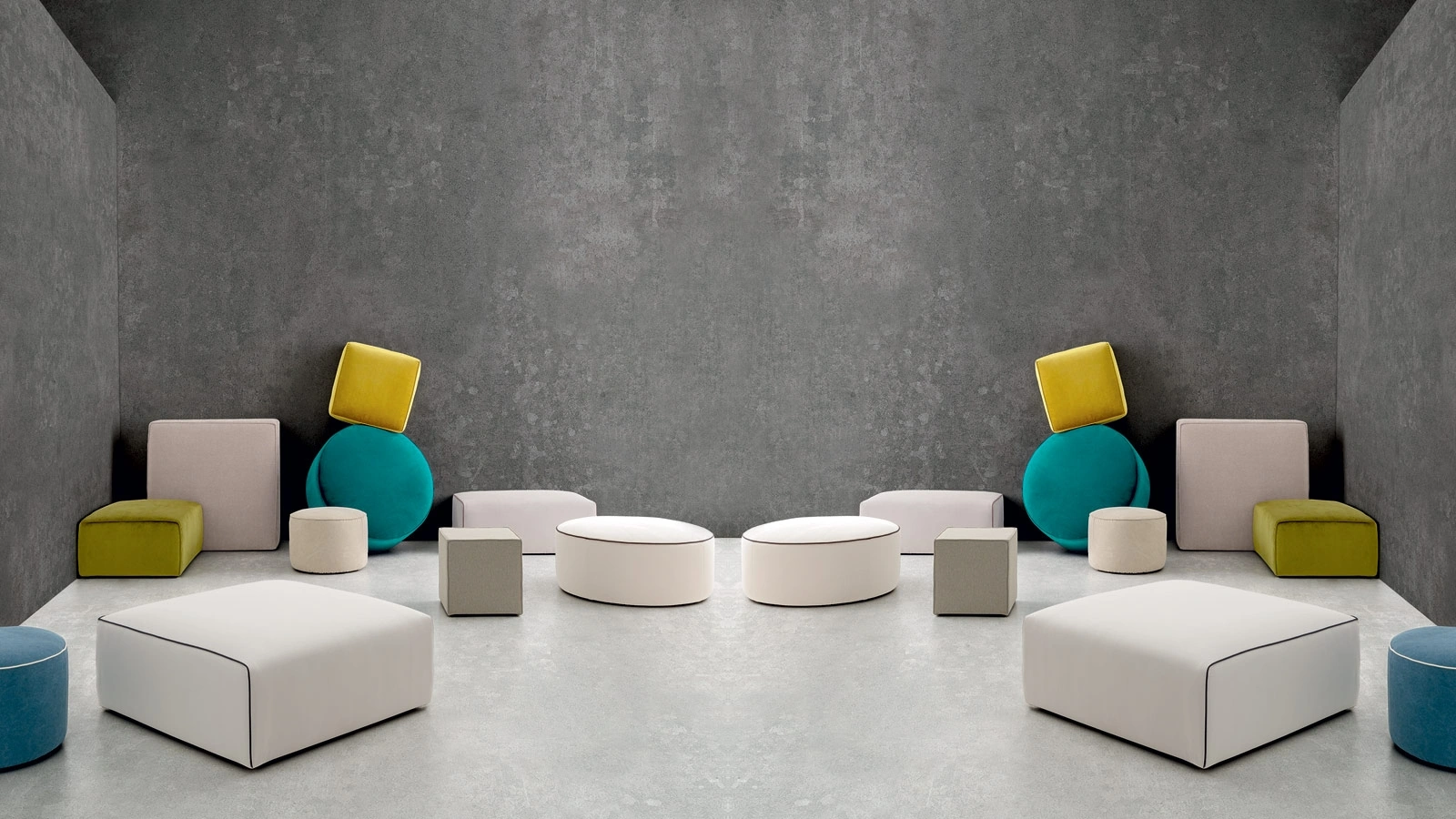 Pouf Collection in tessuto con varie forme di Felis