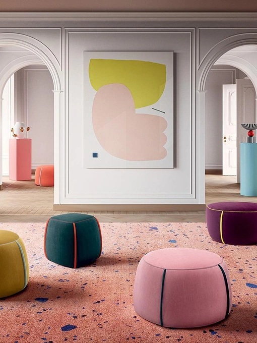 Pouf divertente, morbido e creativo in tessuto colorato sfoderabile Prince di Felis