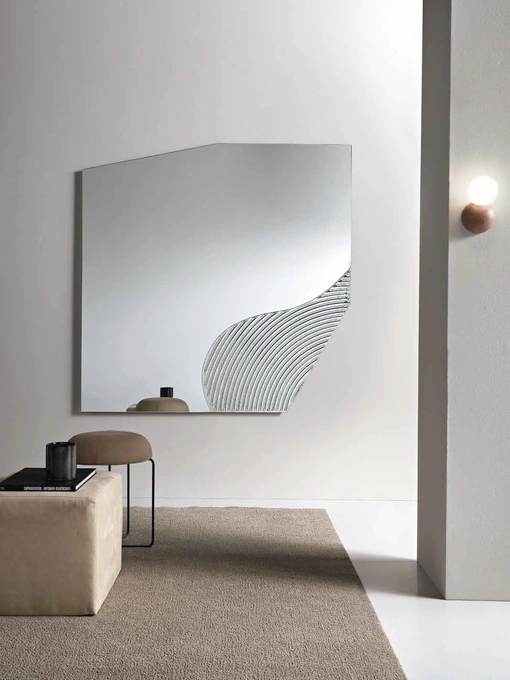 Specchio Silk con inserto in vetro rigato di Capodarte