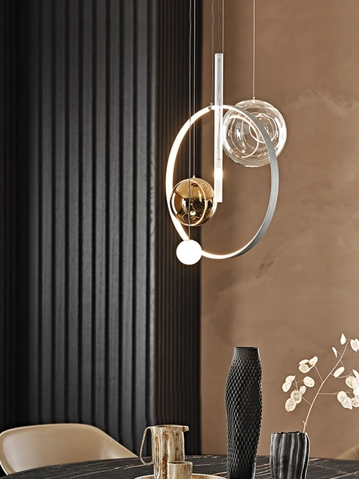 Lampada a sospensione con struttura in acciaio e paralumi in vetro borosilicato trasparente, bronzo e sabbiato Biarritz di Cattelan Italia