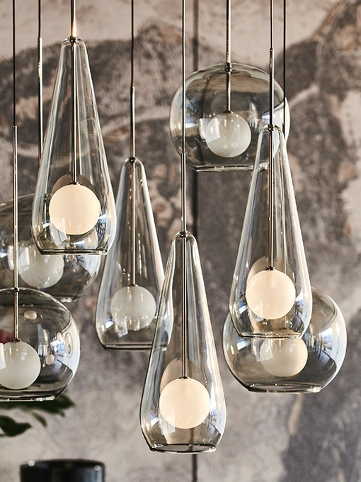 Lampada a sospensione con paralume in cristallo fumè Melody di Cattelan Italia