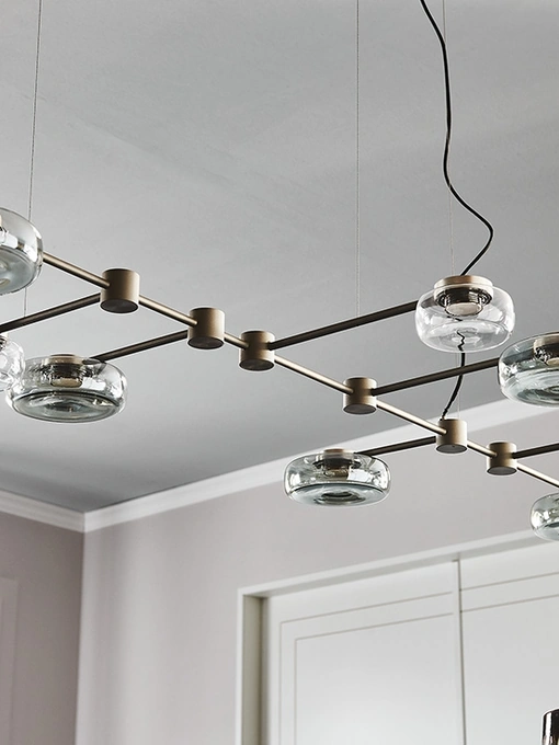 Lampada a sospensione in metallo e vetro Circuit di Cattelan Italia