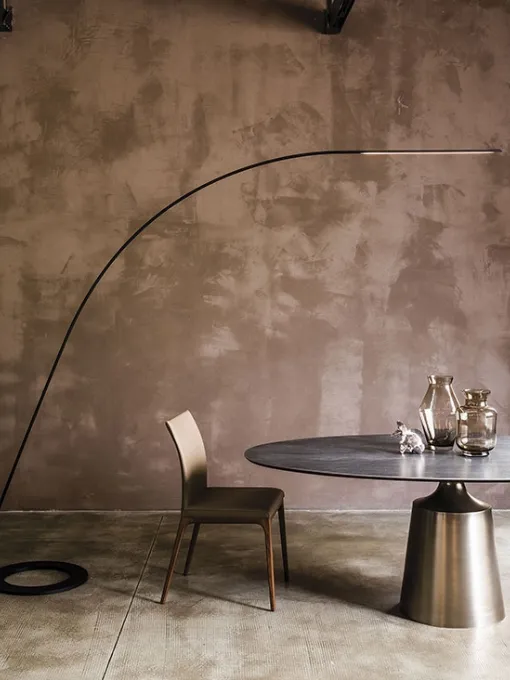 Lampada da terra sottile in acciaio verniciato nero Lampo di Cattelan Italia