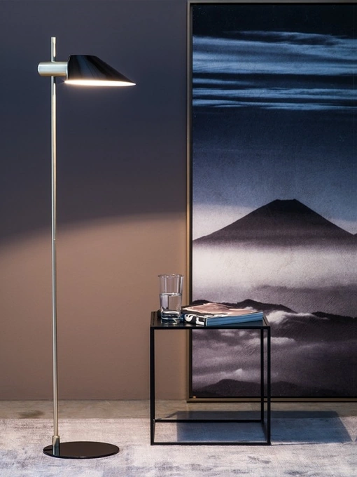 Lampada da terra in metallo cromato Danish Floor di Adriani e Rossi
