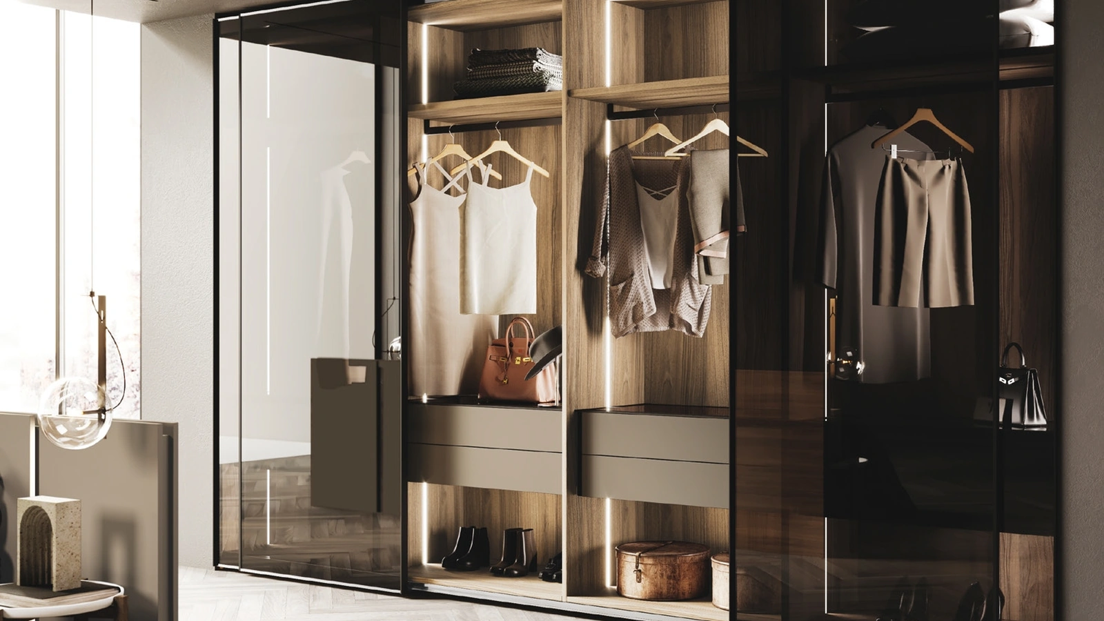 Armadio ad anta scorrevole in vetro Naima-S di GF Interiors