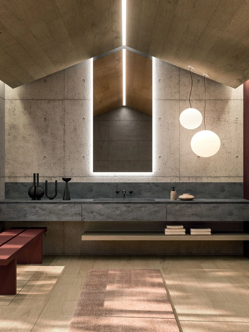 Mobile da Bagno sospeso 360Gradi 04 in Corian di Arrital