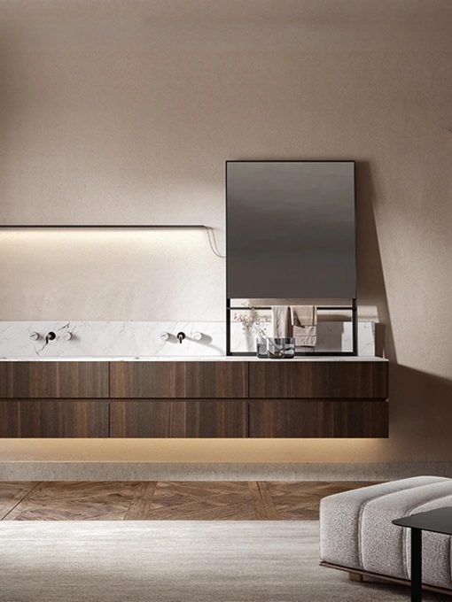 Mobile da Bagno sospeso Artemide 01 in rovere termotrattato di Edoné