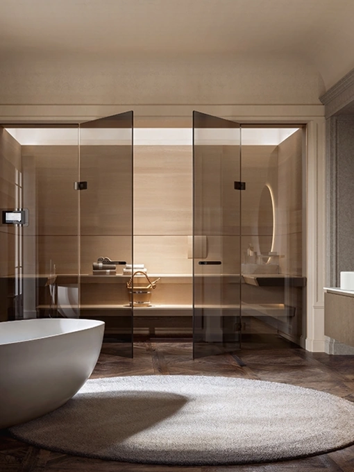 Mobile da Bagno sospeso Artemide 02 in nobilitato reflex bronzo di Edoné