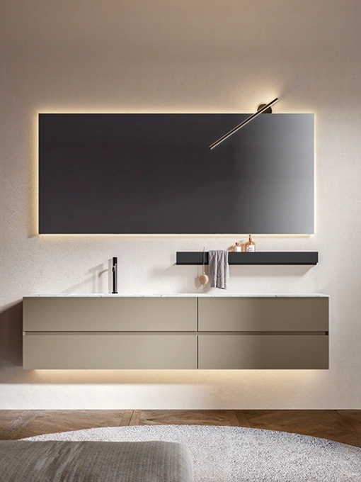 Mobile da Bagno sospeso Artemide 03 laccato camoscio di Edoné