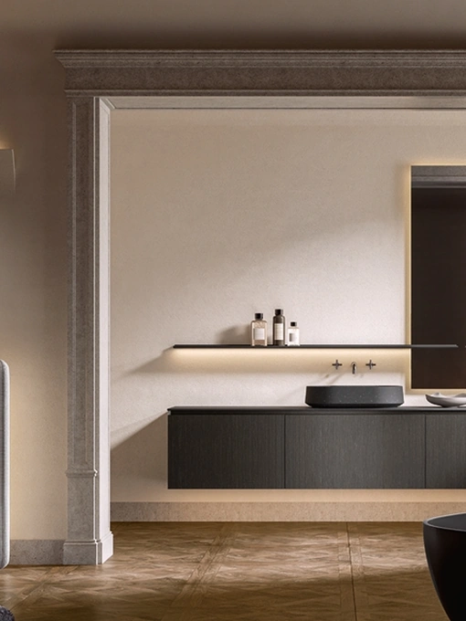 Mobile da Bagno sospeso Artemide 04 in nobilitato rovere timut di Edoné