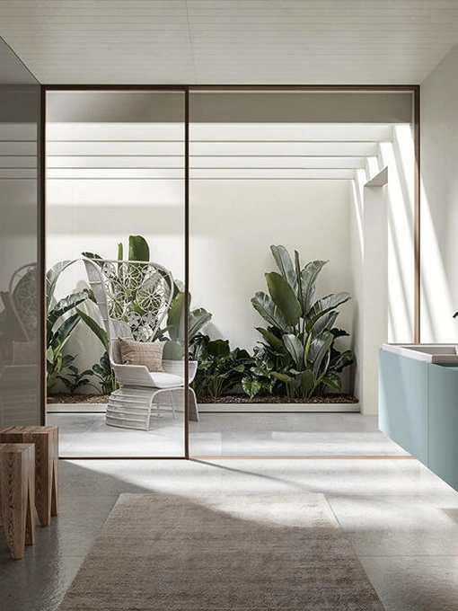Mobile da Bagno sospeso laccato denim Atena 03 di Edoné