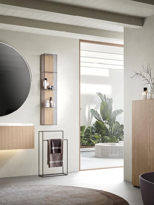 Mobile da Bagno sospeso Atena 05 in nobilitato rovere zenzero di Edoné