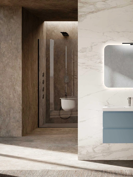 Mobile da Bagno sospeso Block System Square Evo C37 di Baxar