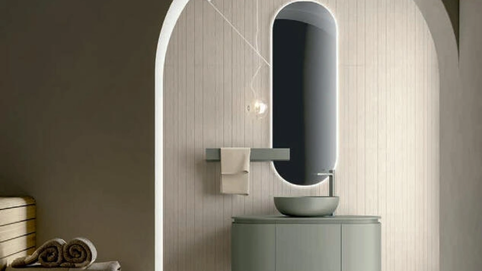 Mobile da Bagno sospeso laccato opaco Argilla Calipso 2347 di Edoné