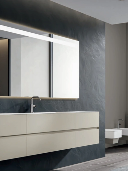 Mobile da Bagno sospeso in laccato opaco Ecrù Chrono 44 4005 di Edoné
