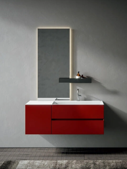 Mobile da Bagno sospeso laccato opaco Mogano Chrono 44 4007 di Edoné