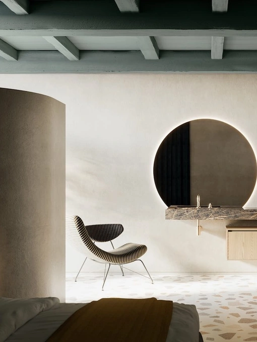 Mobile da Bagno sospeso in legno Olmo con top in gres Cornici 12 di Puntotre
