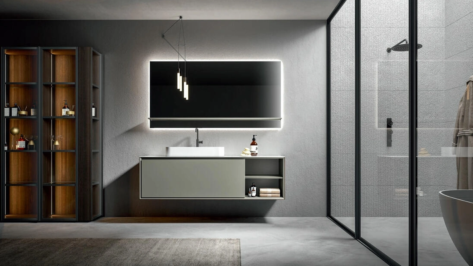Mobile da Bagno sospeso laccato opaco Talpa Crio 2306 di Edoné