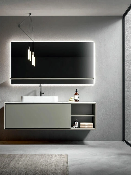 Mobile da Bagno sospeso laccato opaco Talpa Crio 2306 di Edoné