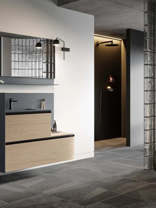 Mobile da Bagno sospeso Deep 03 in materico rovere Virginia di Birex