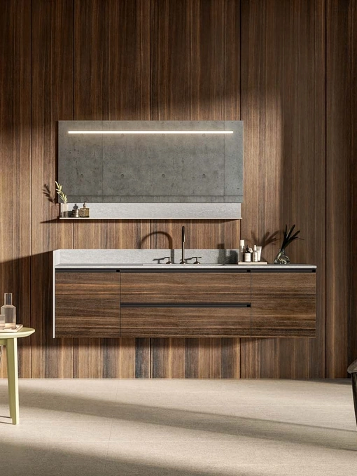 Mobile da Bagno sospeso Deep 08 in essenza rovere termotrattato di Birex