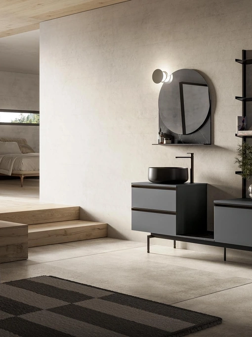 Mobile da Bagno a terra Deep 09 in laccato micalizzato piombo di Birex