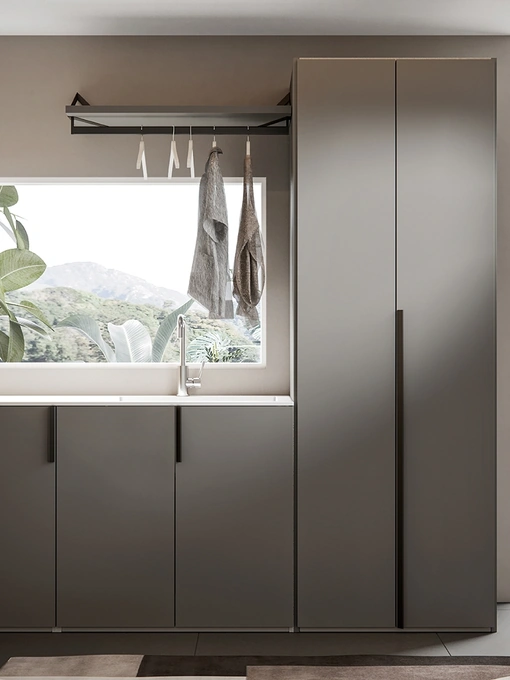 Mobile da Bagno per lavanderia Minerva 10 in melaminico Castoro e Bianco di Edoné