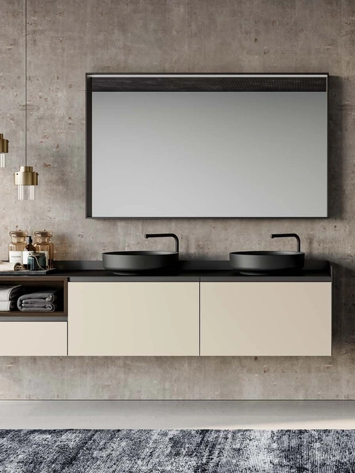 Mobile da Bagno Gola Up 02 in laccato opaco tortora di Birex