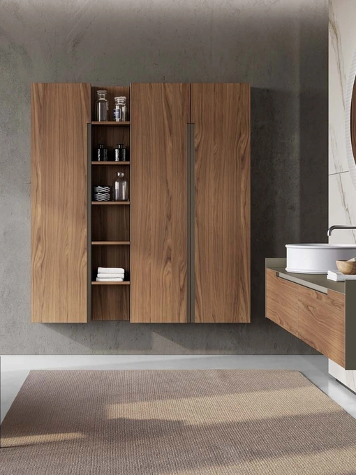 Mobile da Bagno sospeso Gola Up 04 in essenza noce Canaletto di Birex