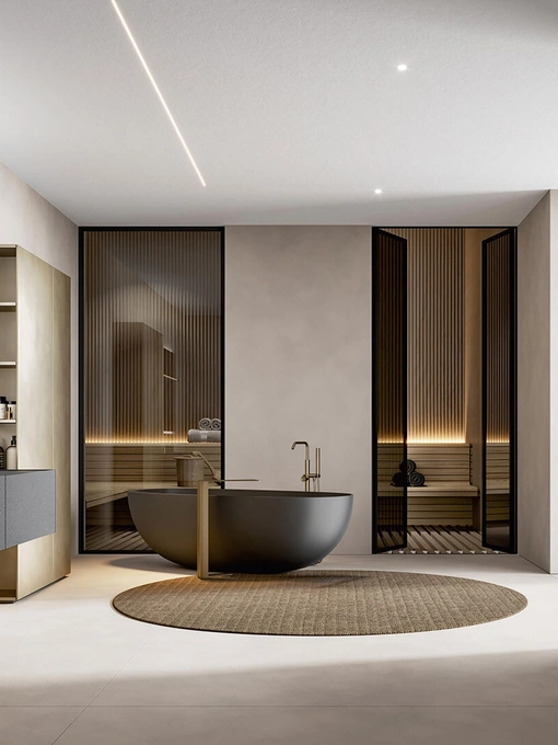 Mobile da Bagno sospeso Hexis 2332 in Great Stone Antracite di Edoné