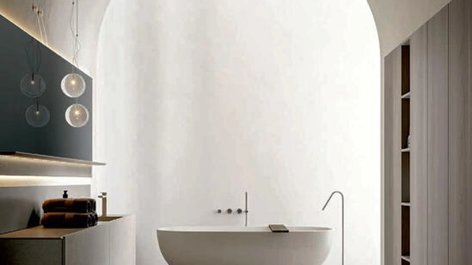 Mobile da Bagno sospeso Hexis 2333 in nobilitato Cemento Perla di Edoné