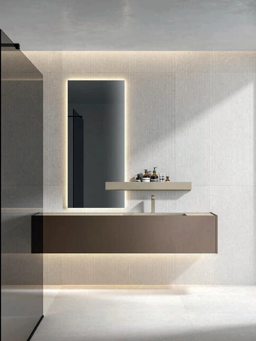 Mobile da Bagno sospeso Hexis 2335 in nobilitato Reflex Bronzo di Edoné