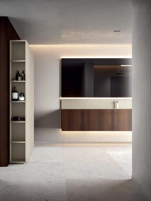Mobile da Bagno sospeso Hexis 2337 in impiallacciato eucalipto di Edoné