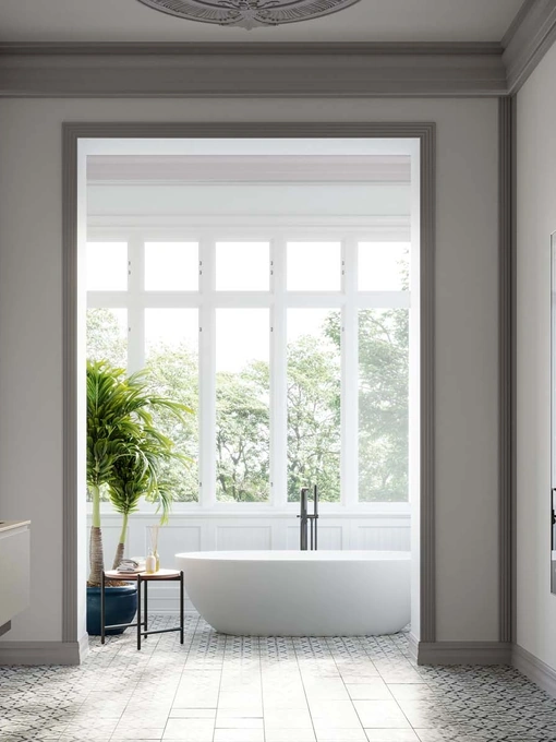 Mobile da Bagno sospeso Lapis 06 in laccato opaco grigio Aston e nero di Birex